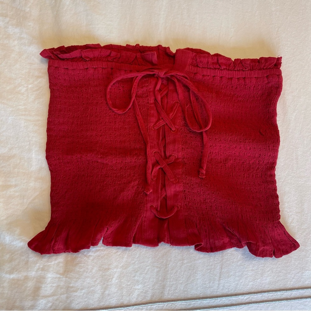 American Eagle Red Strapless Top